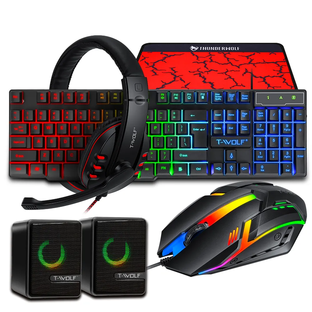 s-zoom T-WOLF TF850 5in1 Gaming combo, keyboard, Mouse, Speakers, Pad & Headset - Image 1