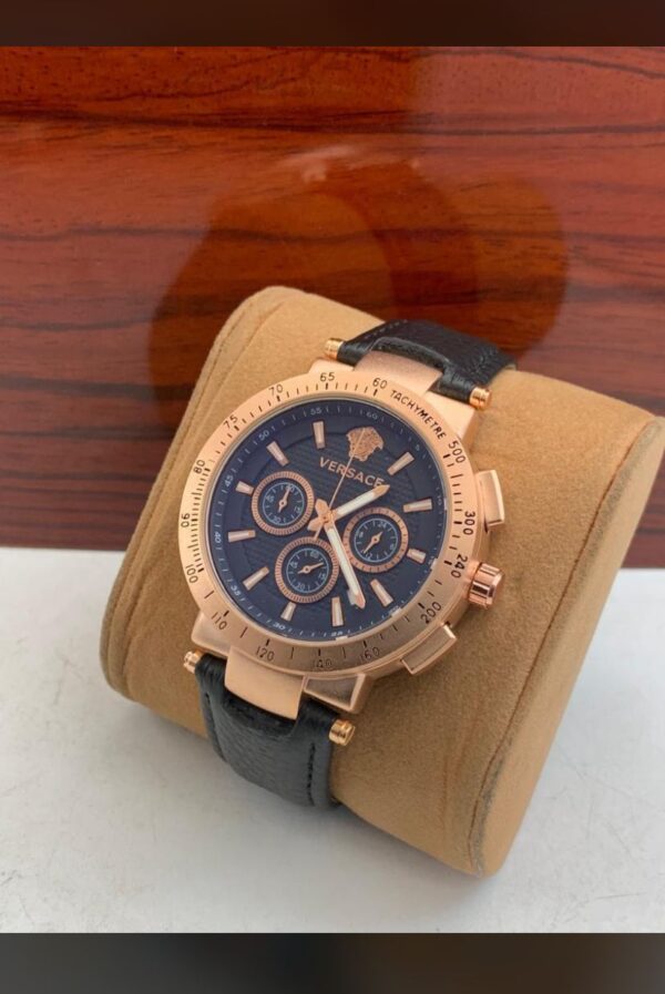 Versace V-Race Chronograph Leather Luxury Watch - Image 2