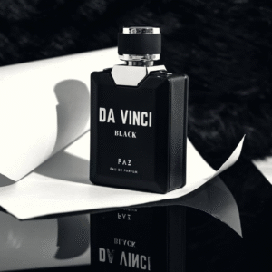 Da Vinci Black Eau de Parfum by FAZ in a stylish 100ml bottle, bold unisex fragrance with timeless sophistication.