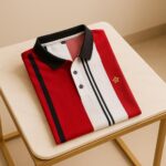 Turkish Heavy Striped Lacoste Polo ||  Red and White with Gold Star